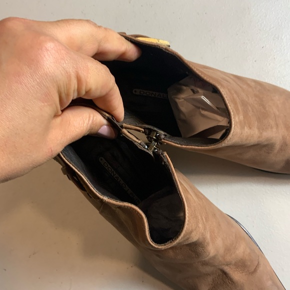 Donald J Pliner Loni Distressed Leather Tan pointy toe kitten heels ankle boots - Picture 10 of 14